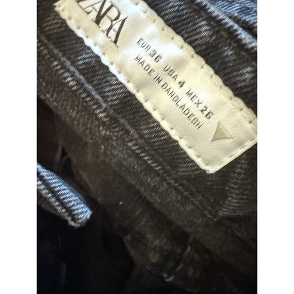 Zara High Rise Black denim Jean Shorts Women size 4 Button Fly Cut off NWT - Picture 11 of 11